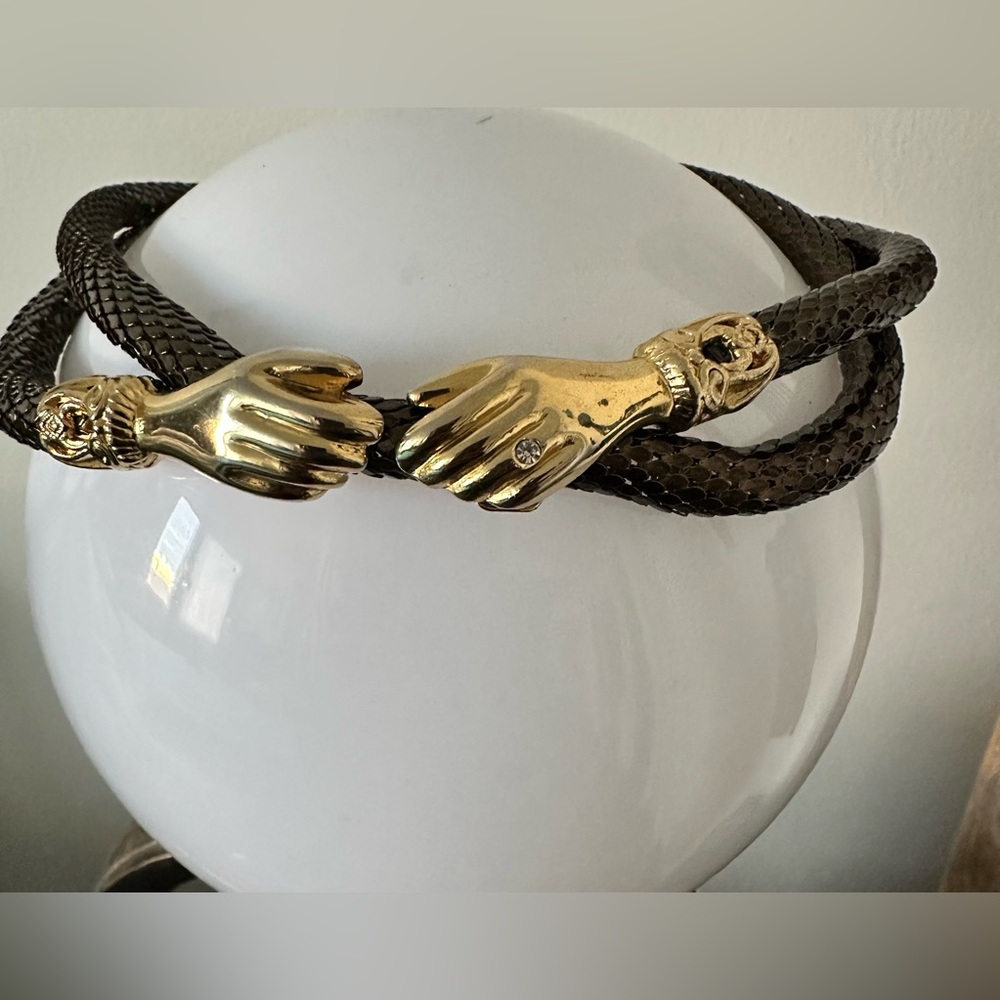RARE VINTAGE DL Auld Mesh Belt/Necklace Clasping Hands